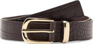 MANGO Croc Embossed Faux Leather Belt