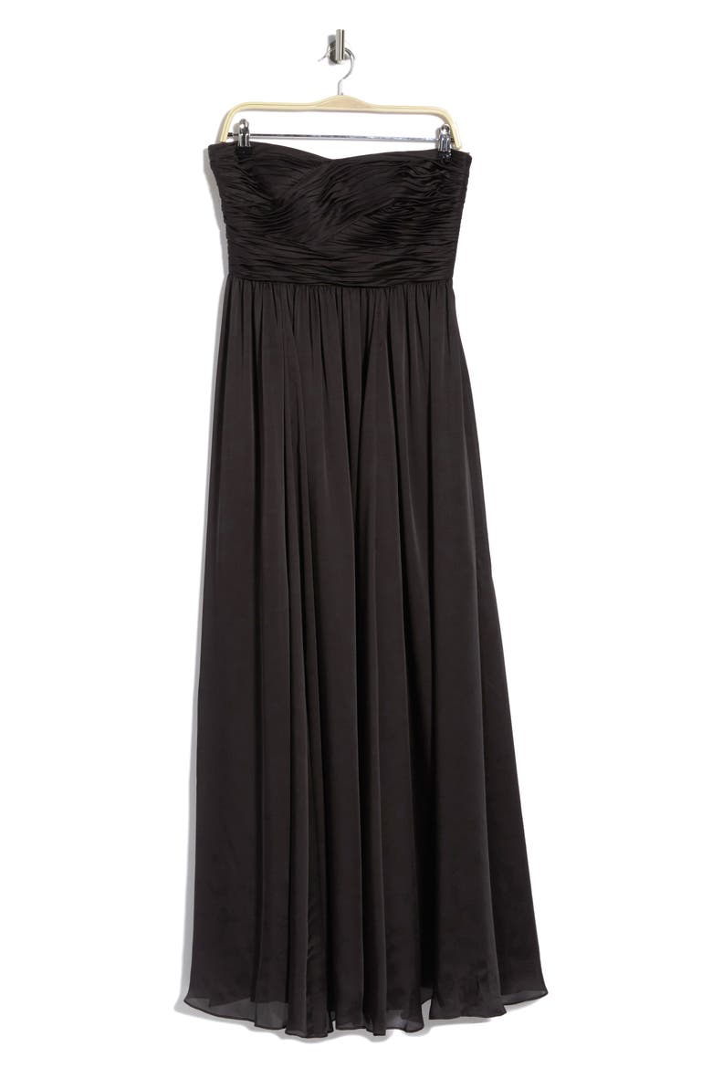 Anastasia Strapless Silk Maxi Dress, Main, color, NOIR