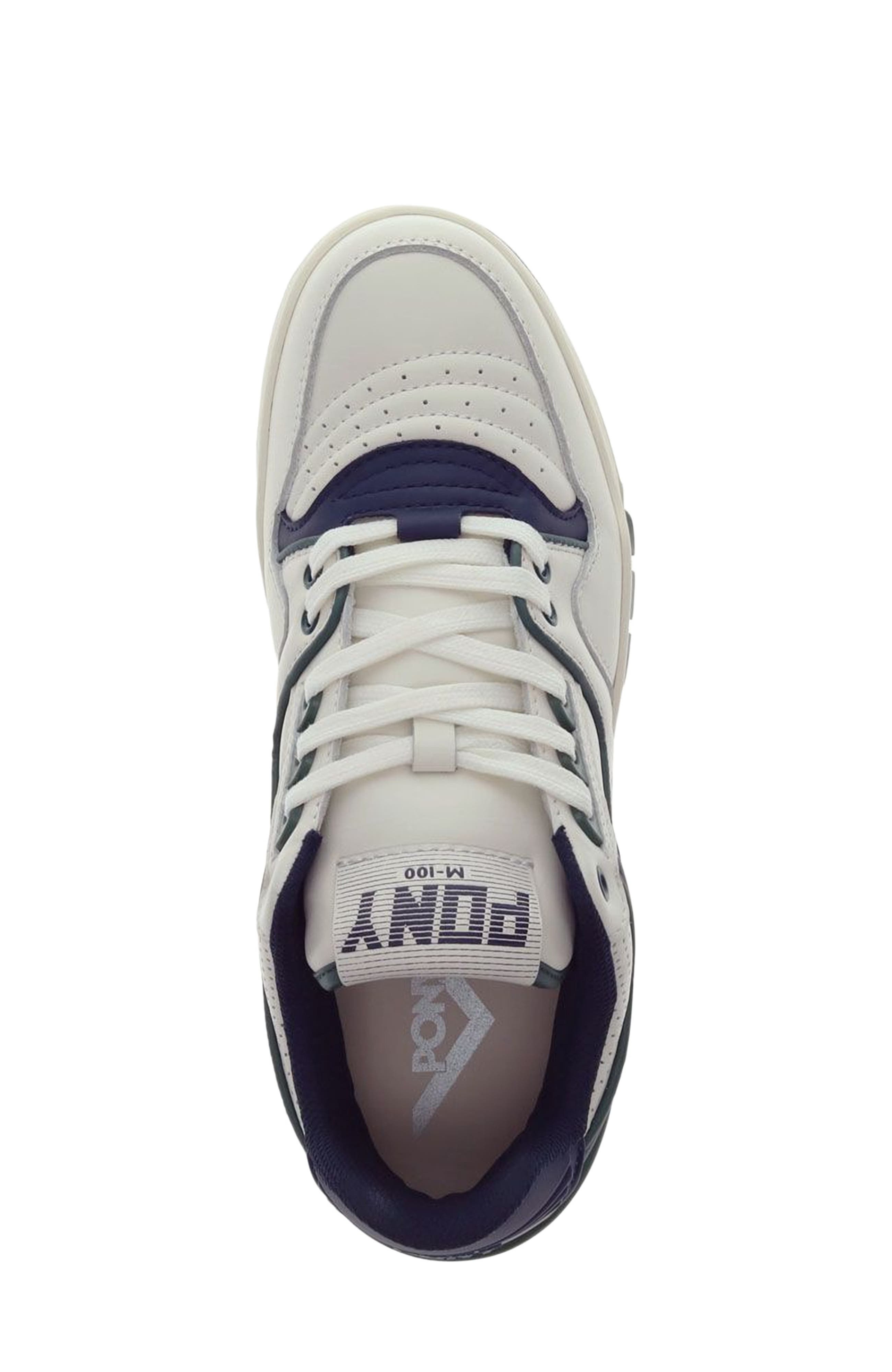 PONY M100 Low Archive Sneakers, Alternate, color, Snow White/Navy/Green