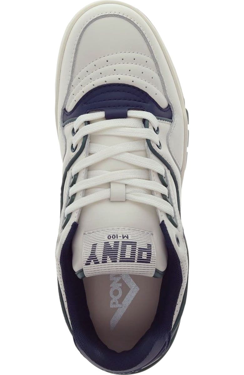 PONY M100 Low Archive Sneakers, Alternate, color, Snow White/Navy/Green