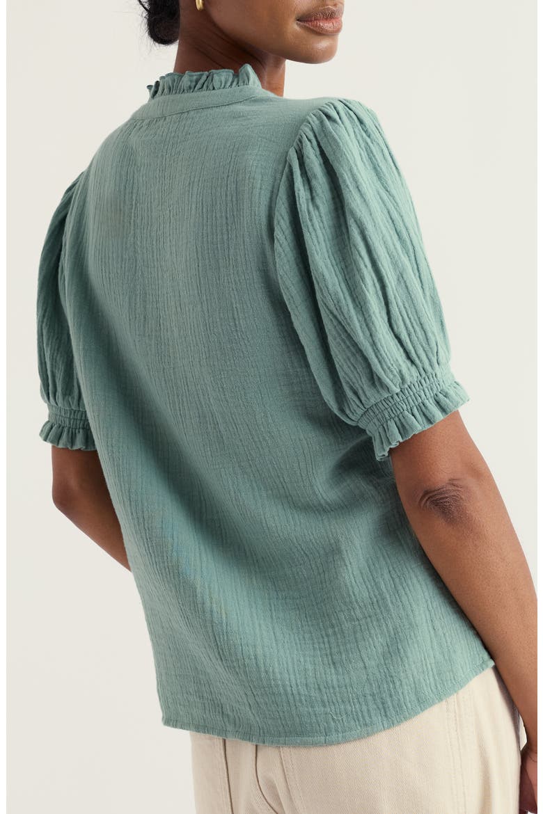 Shore Patch Organic Cotton Button-Up Top, Alternate, color, SARDINE
