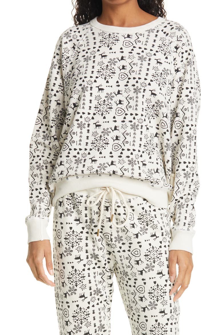 The College Sweatshirt, Main, color, WASHED WHITE FOLK PRINT