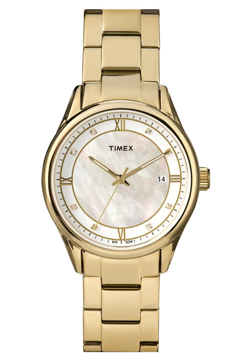 Mother of Pearl Dial Bracelet Watch, 36mm, Main, color, GOLD