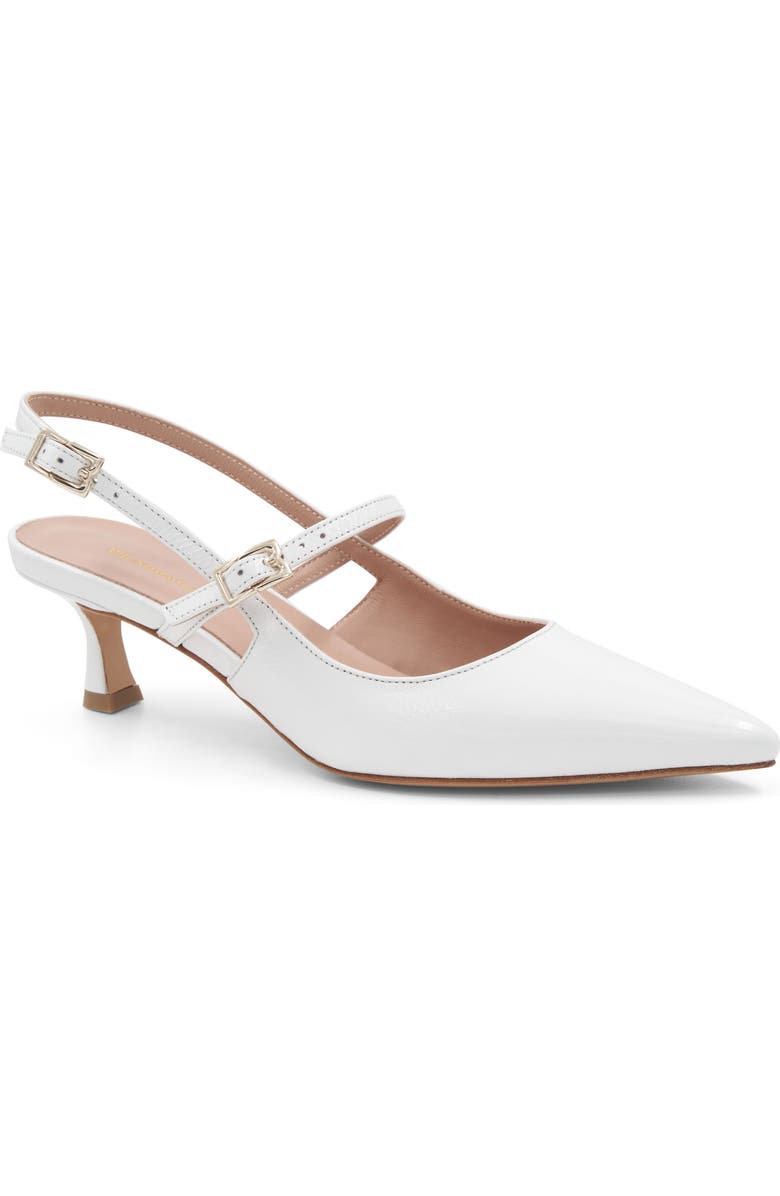 Bruno Magli Luciana Pointed Toe Slingback Pump, Main, color, Bone Crinkled Patent