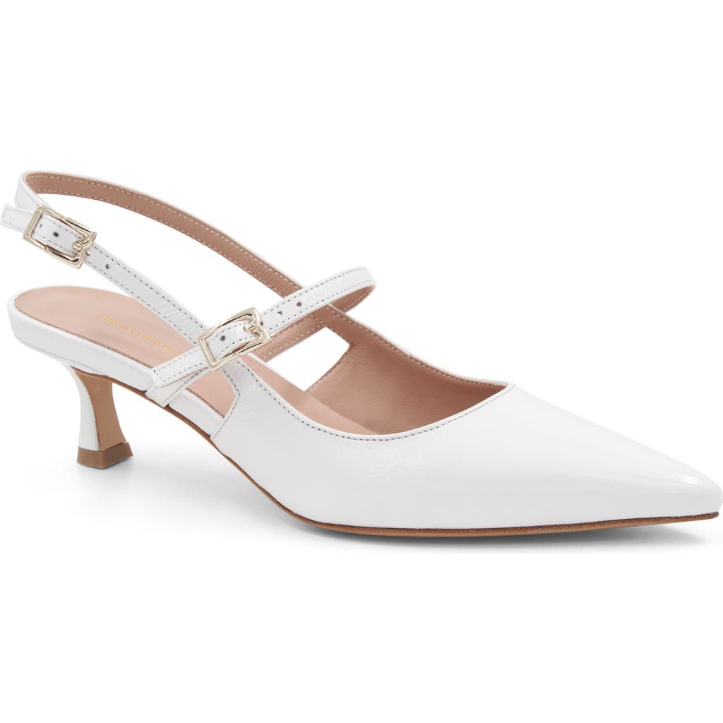Bruno Magli Luciana Pointed Toe Slingback Pump In Bone Crinkled Patent