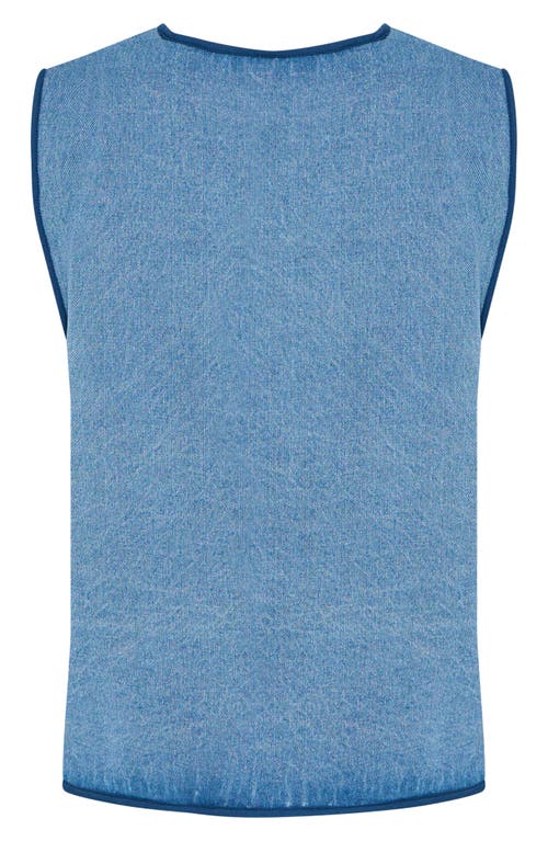Ichi Faux Shearling Lined Vest In Denim Blue