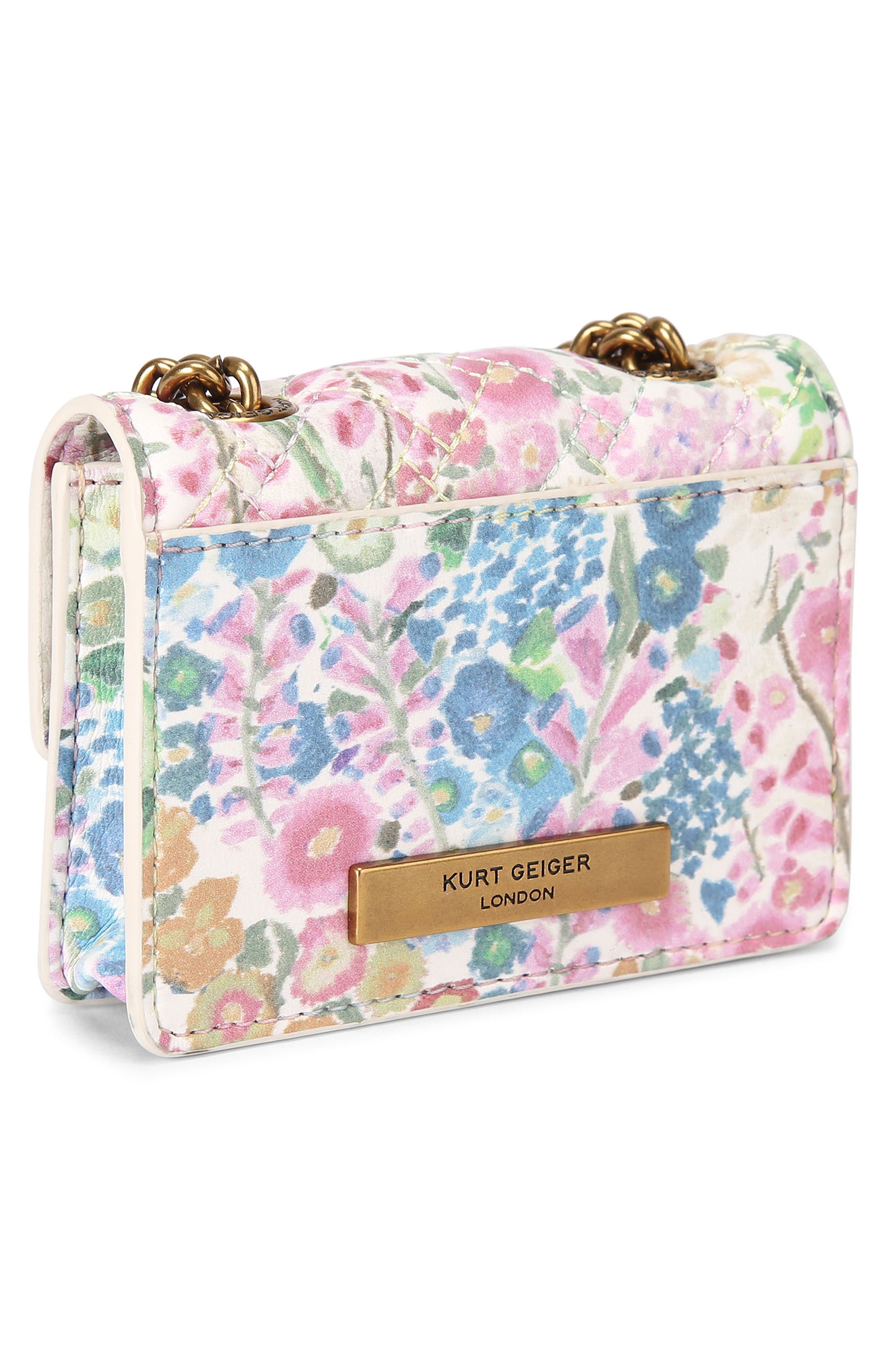 Kurt Geiger London Floral Couture Micro Kensington Floral Quilted Crossbody Bag, Alternate, color, 