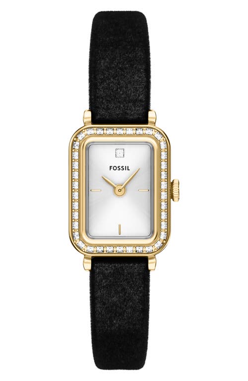 Fossil Raquel Velvet Strap Watch, 18mm X 29mm In Black