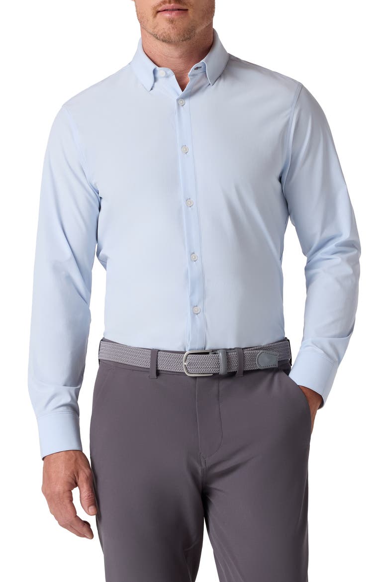Leeward Trim Fit Solid Button-Up Shirt, Main, color, LIGHT BLUE SOLID