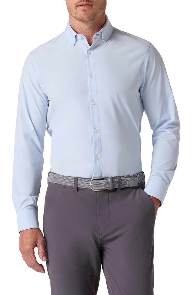 Mizzen+Main Leeward Trim Fit Solid Button-Up Shirt, Main, color, Light Blue Solid