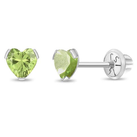 14k Tiny Cubic Zirconia Heart Earrings
