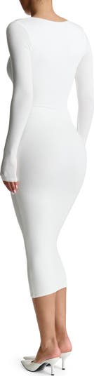 Long Sleeve Square Neck Midi Dress