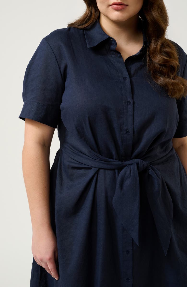 Estelle Esther Tie Waist Shirtdress, Alternate, color, Navy
