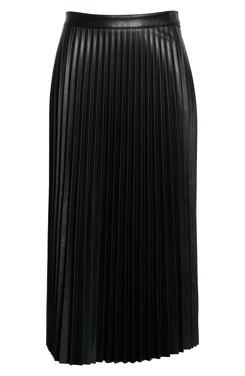 Proenza Schouler White Label Pleated Faux Leather Midi Skirt, Alternate, color, Black