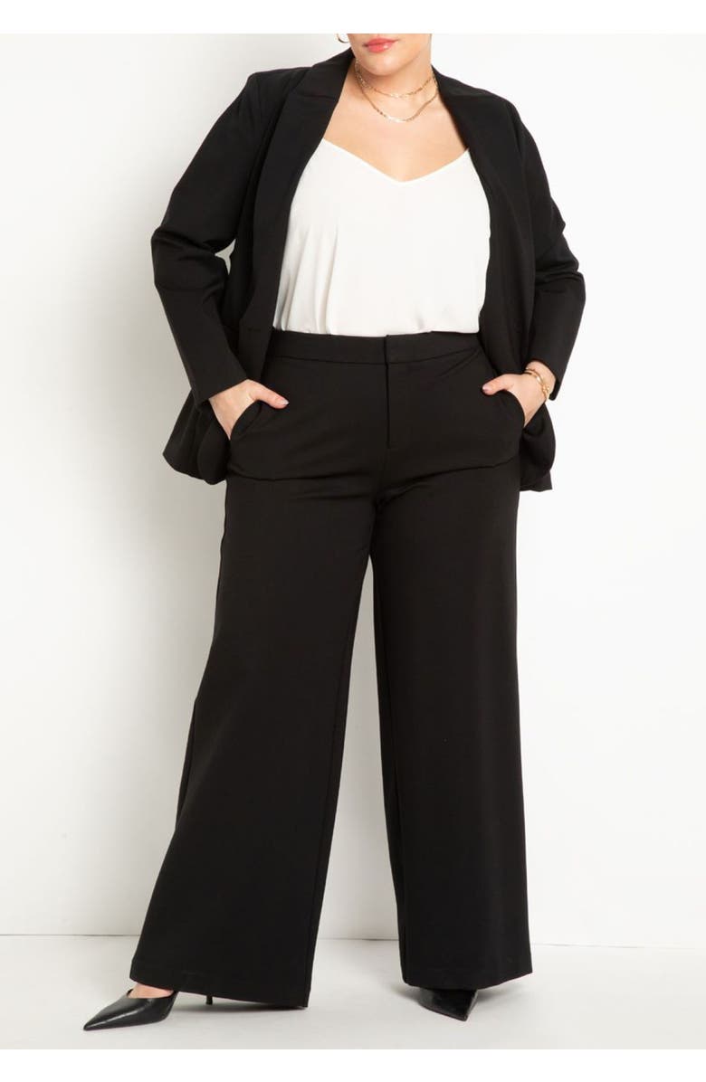 ELOQUII The Ultimate Stretch Wide Leg Pant, Alternate, color, Totally Black