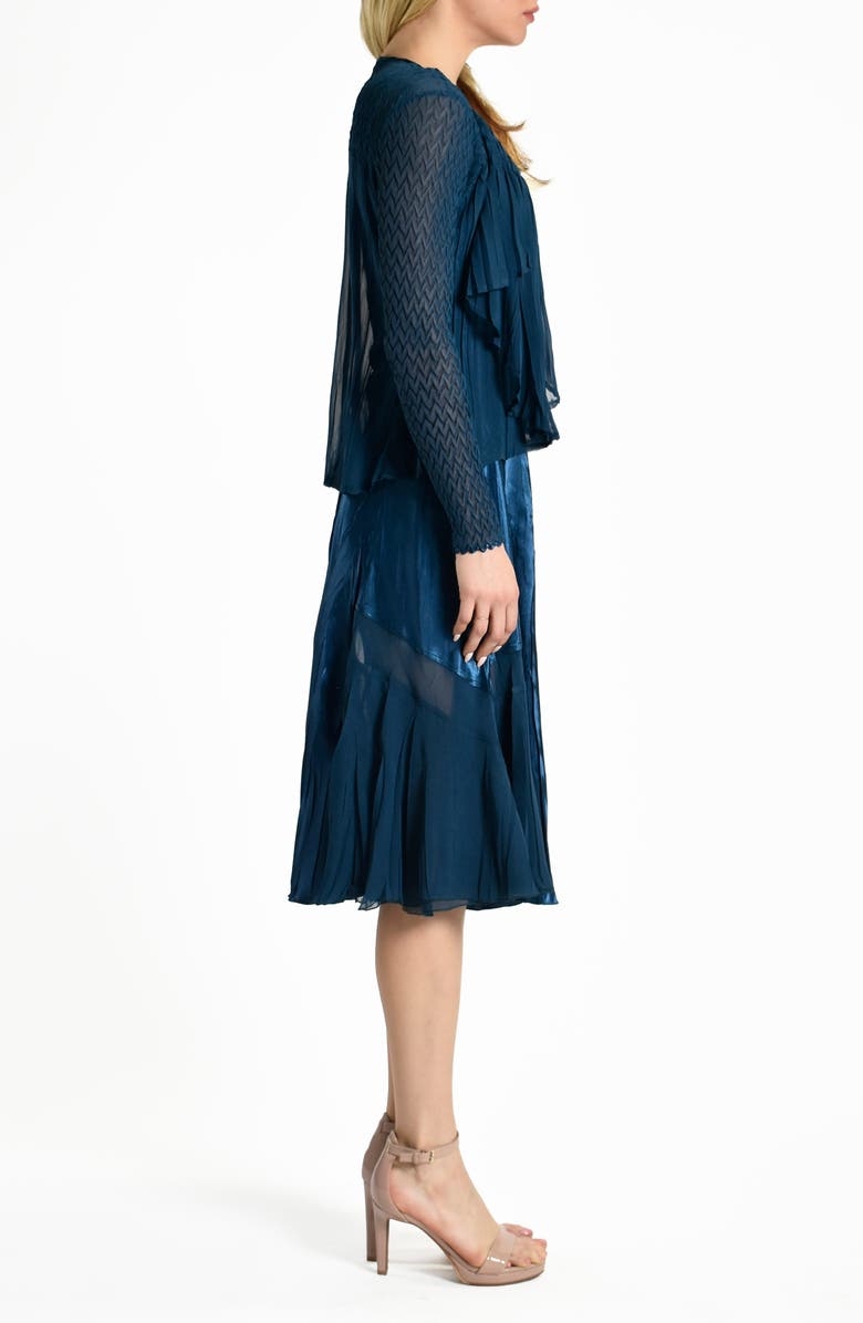 Komarov Chiffon & Charmeuse Cocktail Dress with Jacket, Alternate, color, 