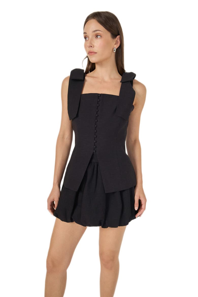 Bow Shoulder Sleeveless Top, Alternate, color, BLACK