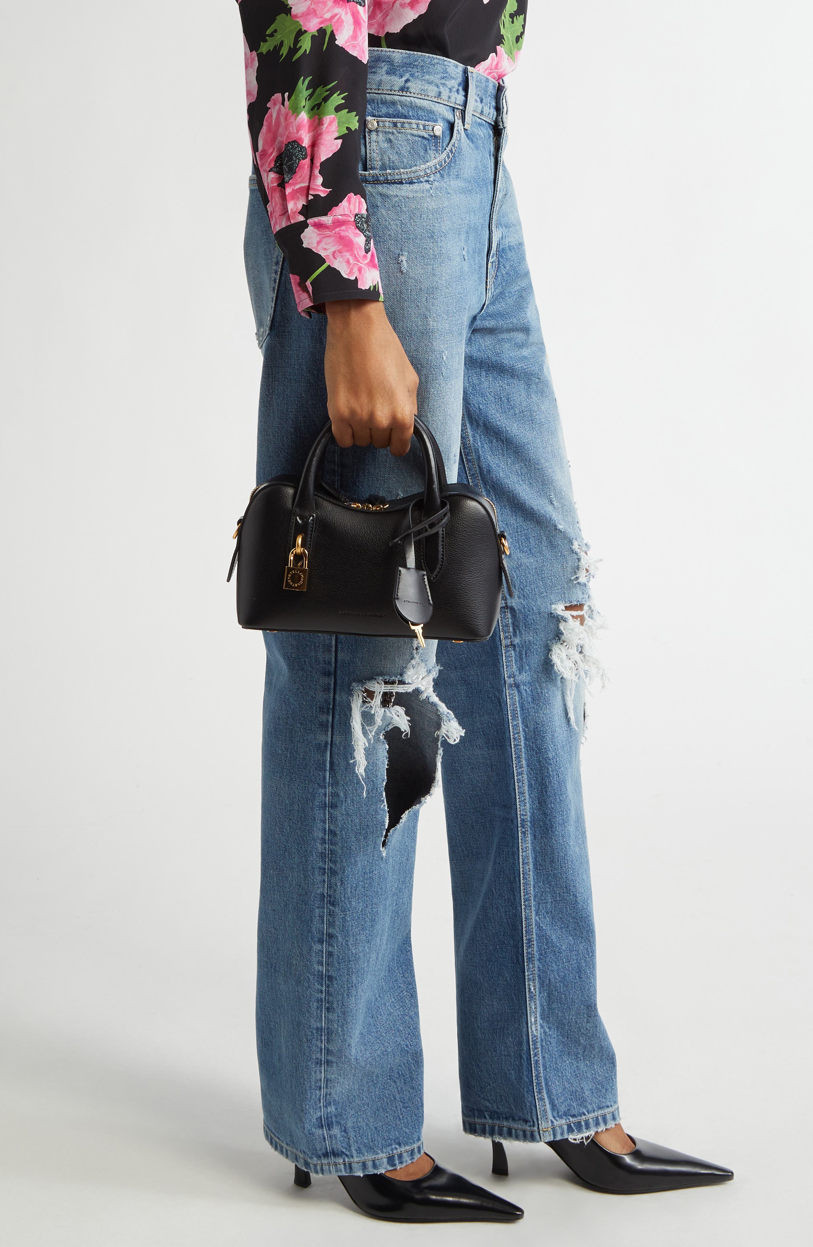 Stella McCartney Ryder Faux Leather Satchel, Alternate, color, 