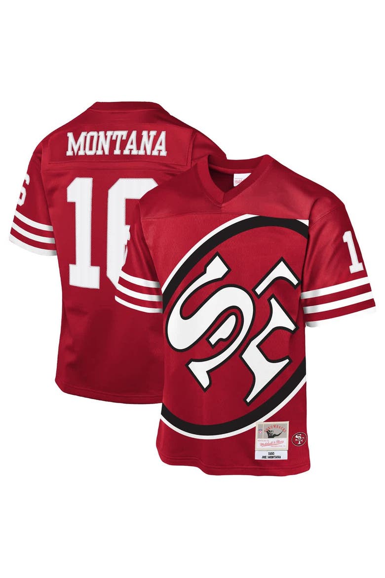 Youth Mitchell & Ness Joe Montana Scarlet San Francisco 49ers 1990 Throwback Fashion Jersey, Main, color, Scarlet