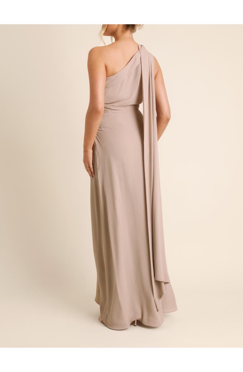 Six Stories One Shoulder Chiffon Bridesmaid Dress, Alternate, color, Truffle