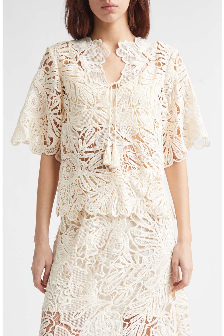 Dua Sheer Lace Top, Main, color, CHALK