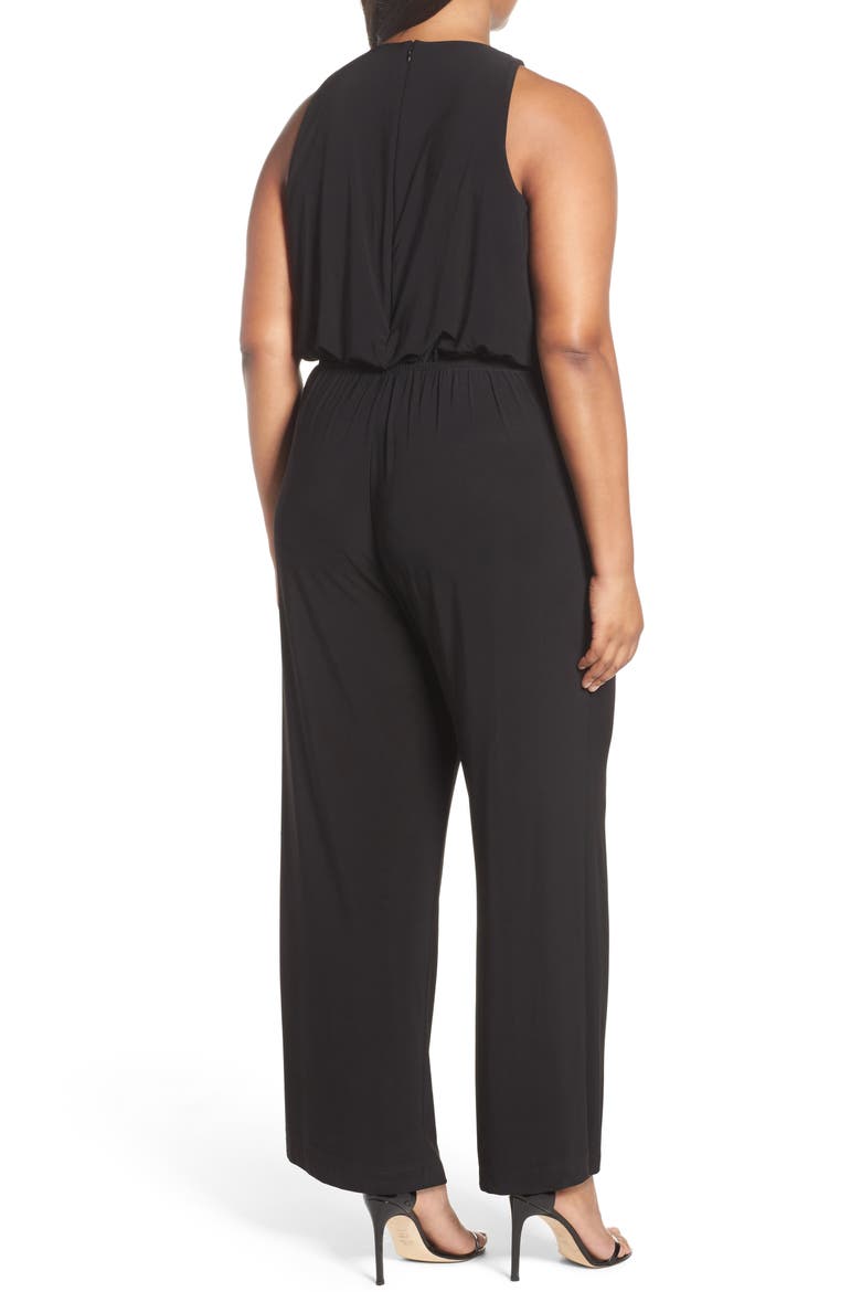 Embellished Wide Leg Jersey Jumpsuit, Alternate, color, BLACK
