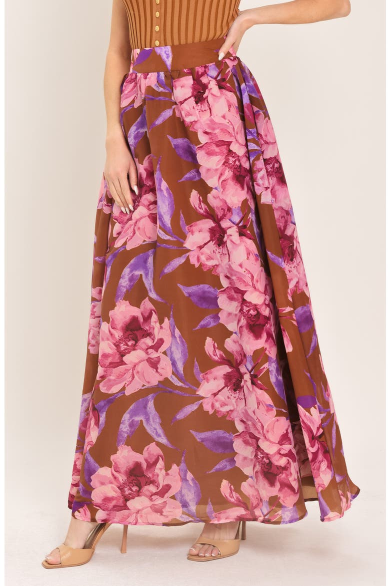Print Maxi Skirt, Alternate, color, BROWN PINK MULTI