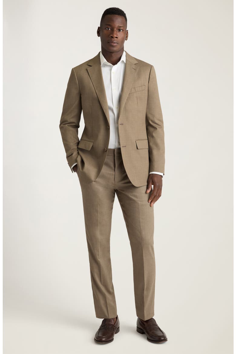 Jetsetter Athletic Fit Stretch Wool Suit Pants, Alternate, color, TAN