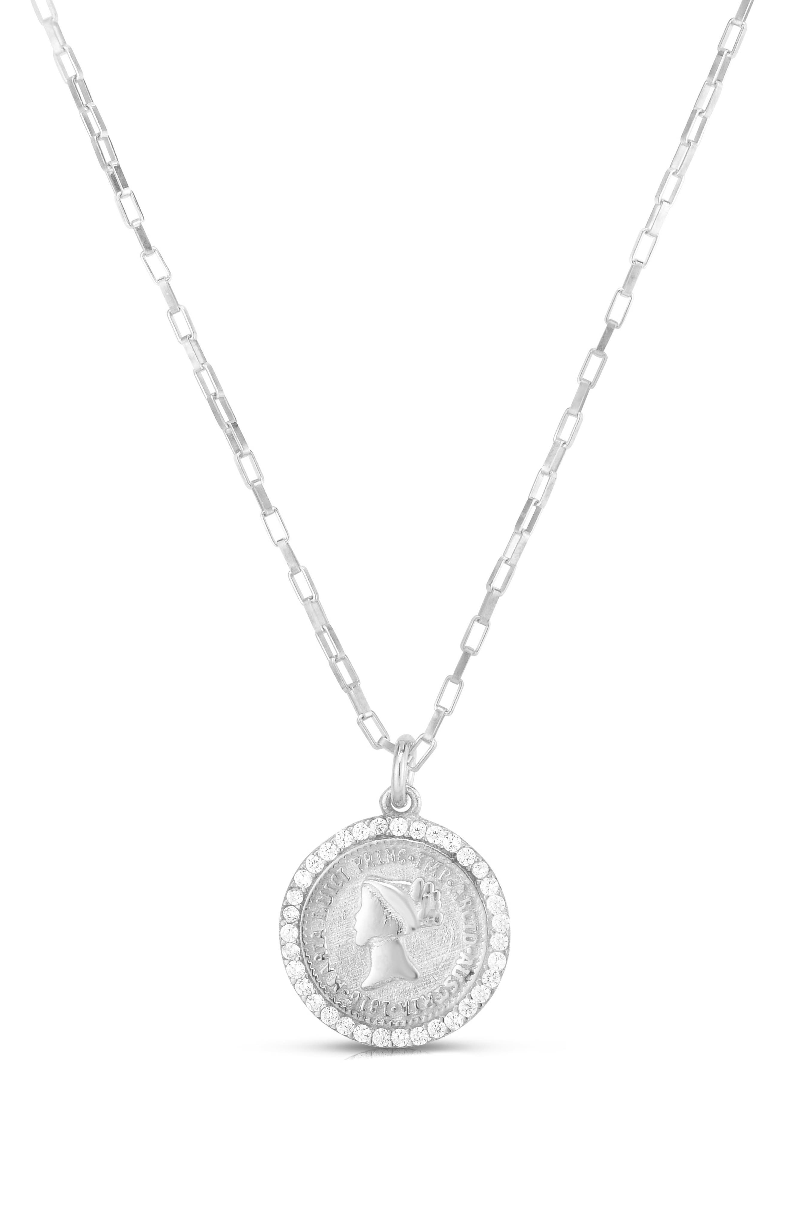 CHLOE AND MADISON CZ Coin Pendant Necklace