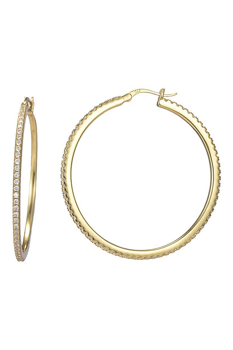 Pavé Cubic Zirconia Hoop Earrings, Main, color, CLEAR