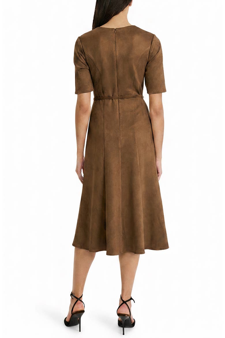 Belted Velvet Midi Dress, Alternate, color, CHOCOLATE
