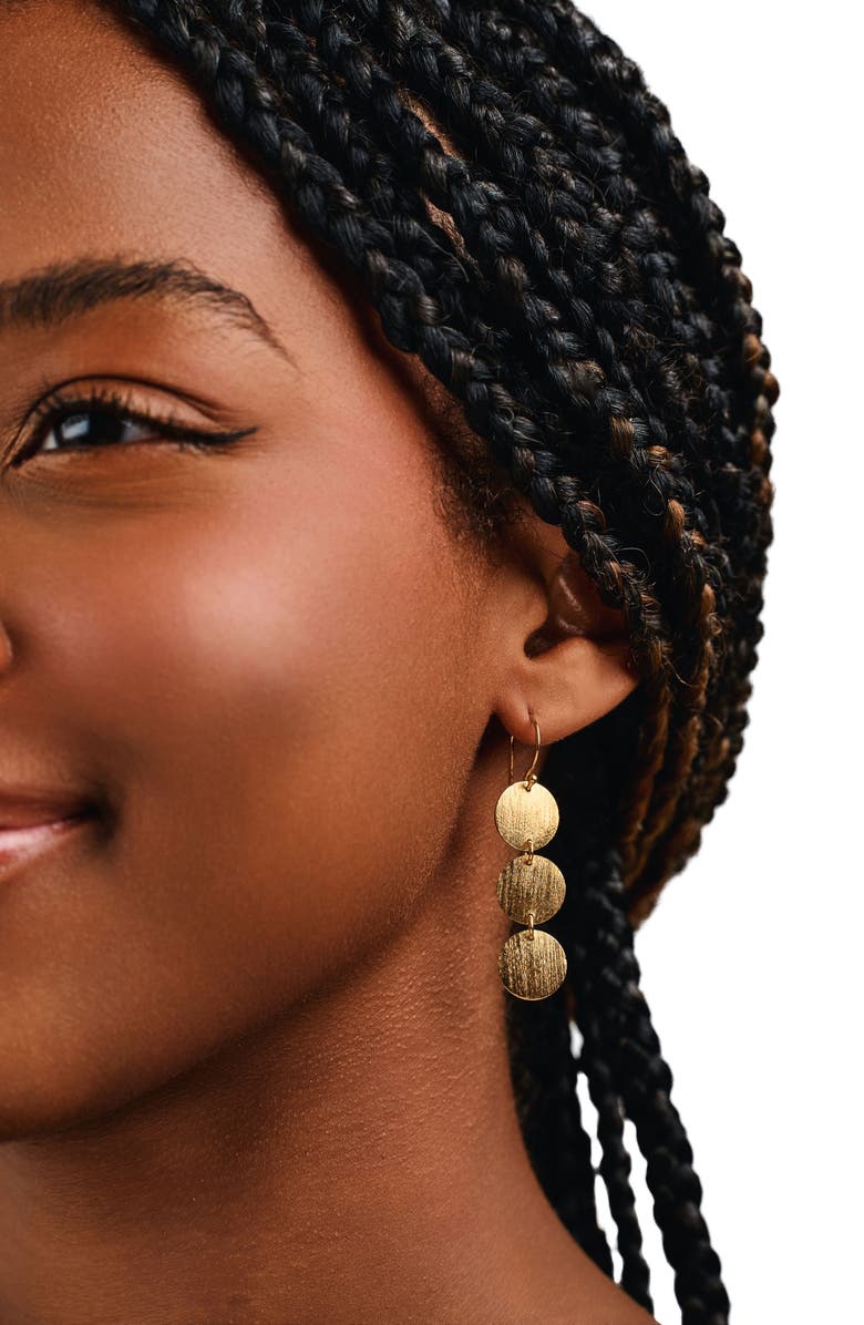 Kiara by Ki-Ele Eliza Trio Brushed Drop Earrings, Alternate, color, 