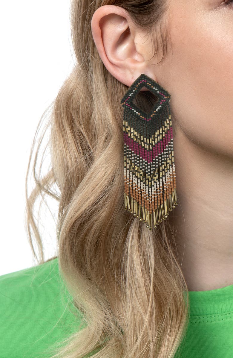 Deepa Gurnani Reya Bead Fringe Drop Earrings, Alternate, color,