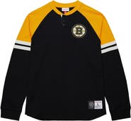 Mitchell & Ness Men's Mitchell & Ness  Black Boston Bruins Thermal Henley Long Sleeve T-Shirt