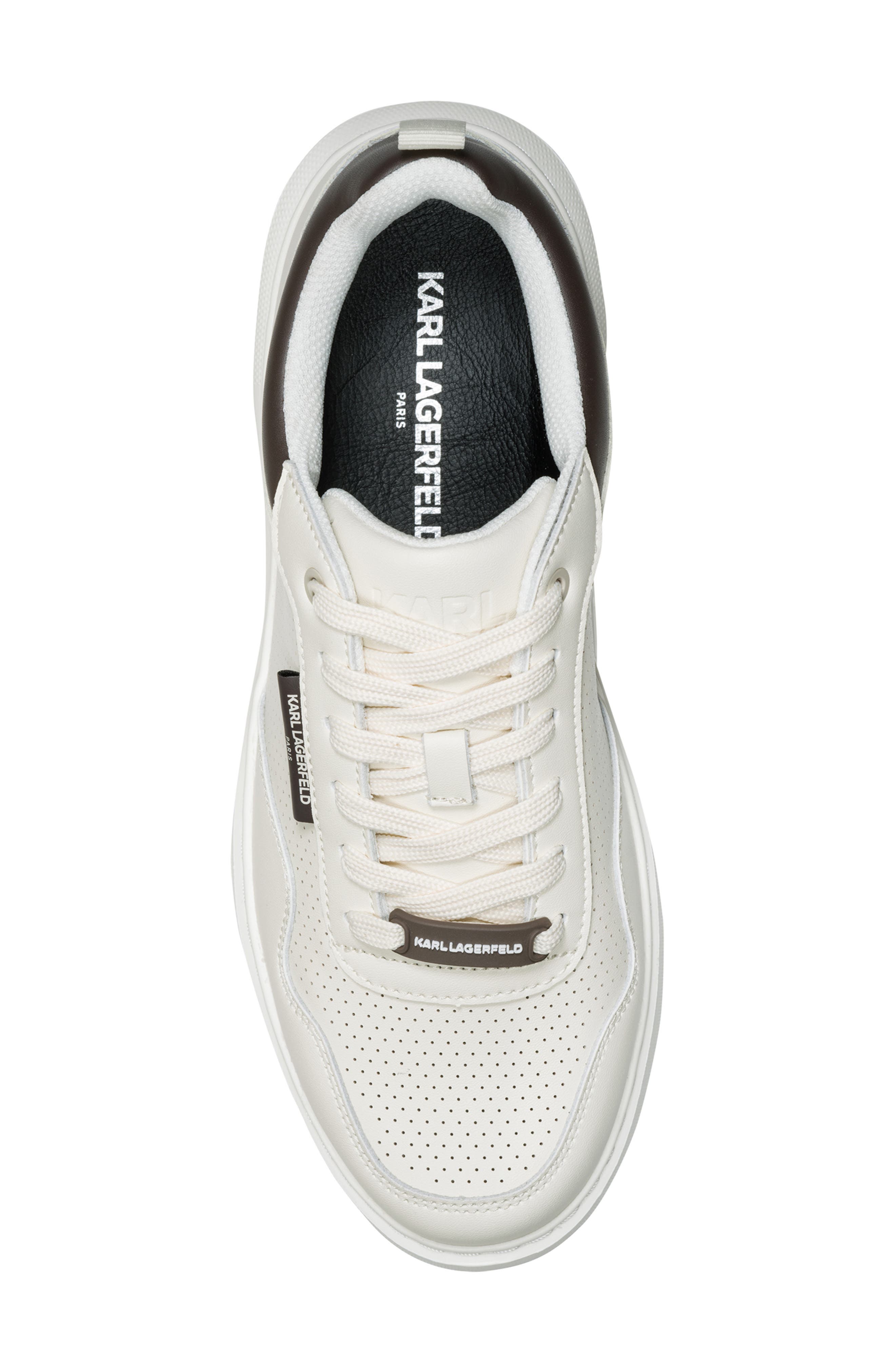 KARL LAGERFELD PARIS Pharaon Perforated Lace-Up Sneaker, Alternate, color, Off White