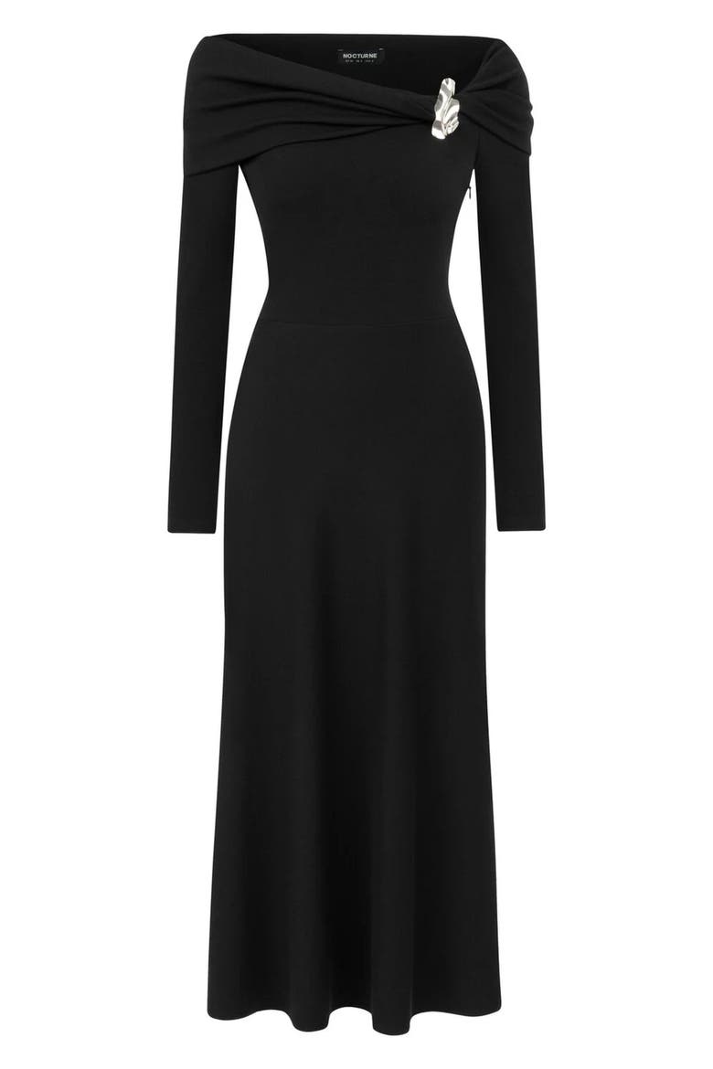 One-Shoulder Midi Dress, Alternate, color, Black