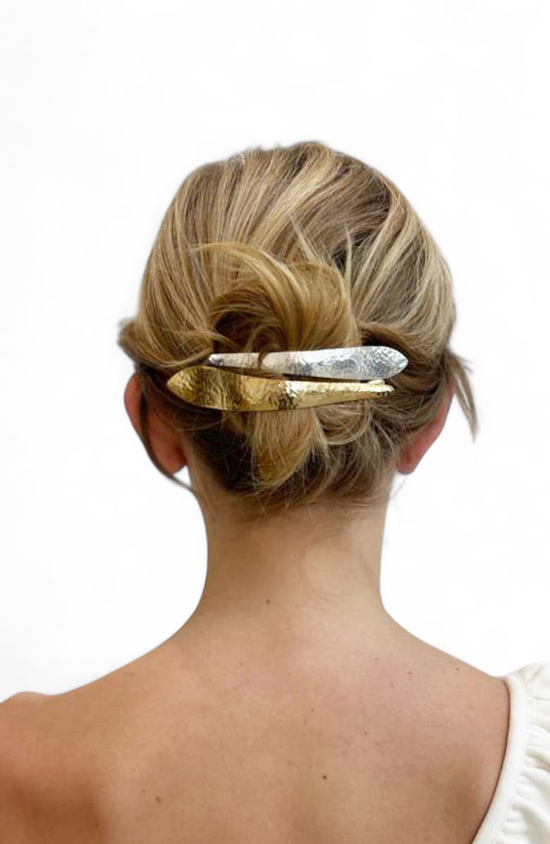 Ficcare Maximas Leaf Hammered Hair Clip, Alternate, color, Silver Leaf