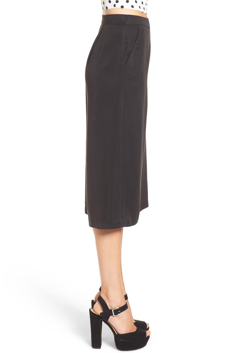 Pleated Culottes, Alternate, color, BLACK