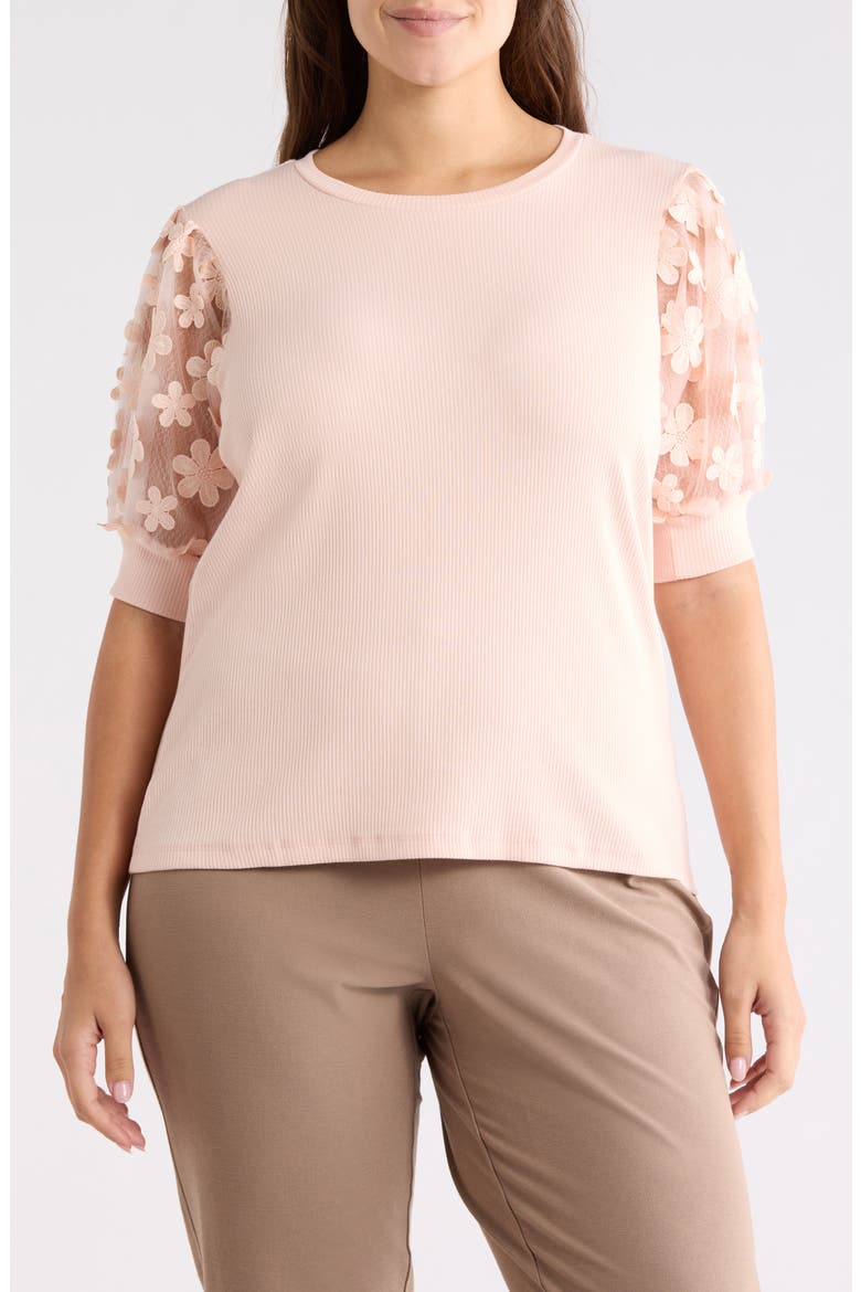 Embroidered Puff Sleeve Top, Main, color, LIGHT PINK