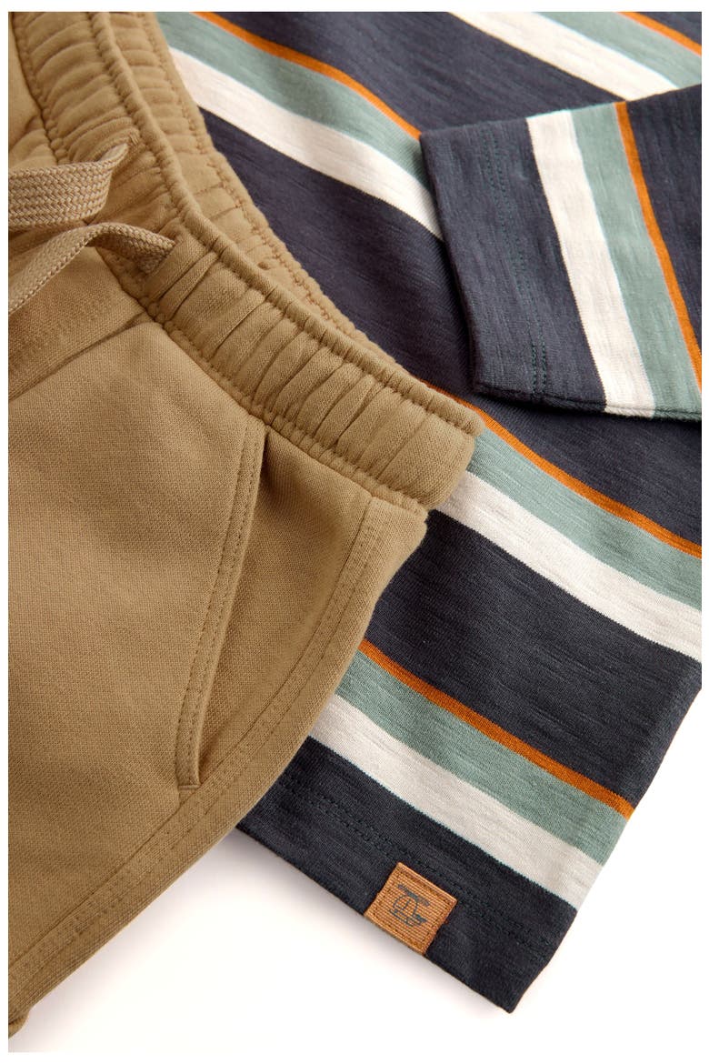 Kids' Stripe Crewneck Shirt & Sweatpants Set, Alternate, color, CHARCOAL GREY