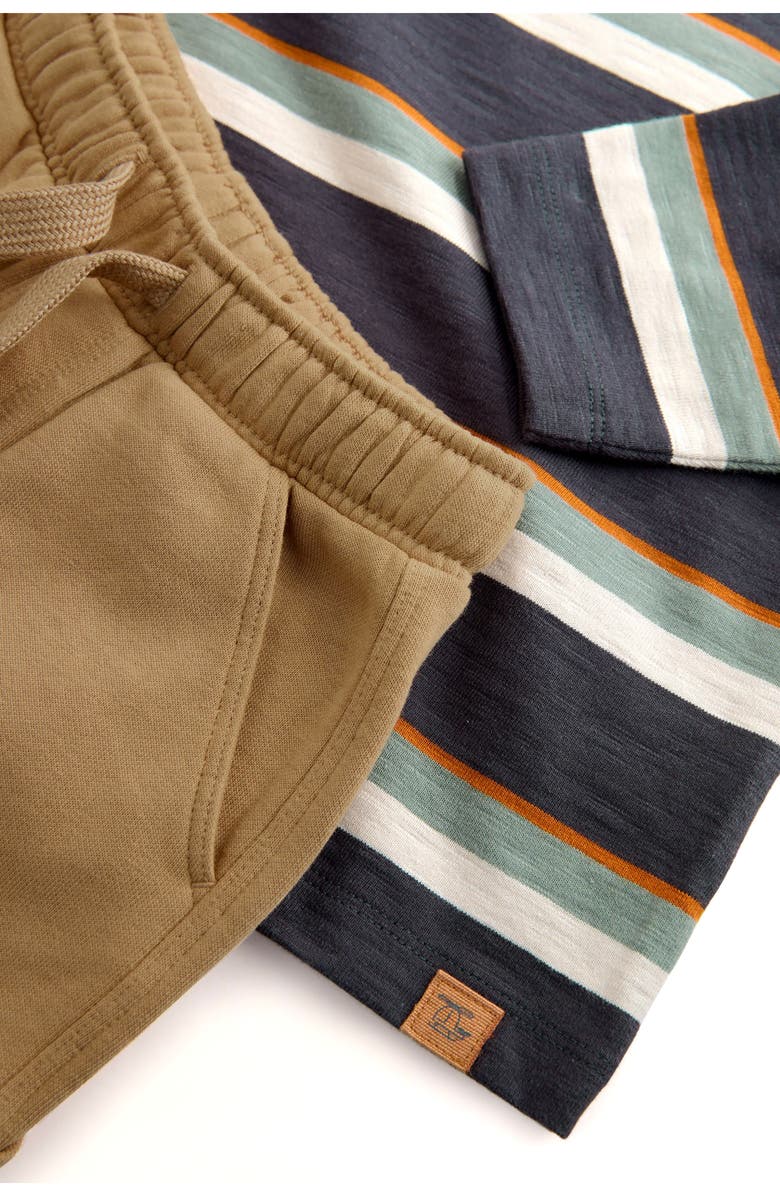 NEXT Kids' Stripe Crewneck Shirt & Sweatpants Set, Alternate, color, Charcoal Grey