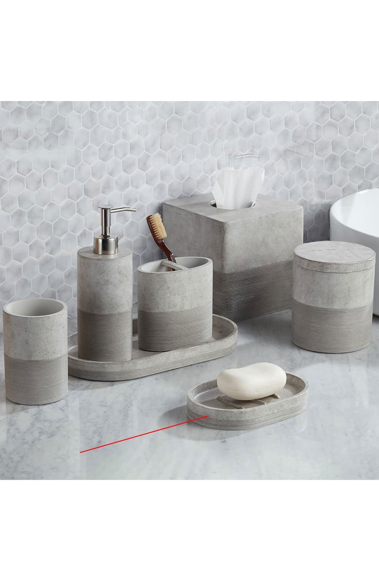 ROSELLI TRADING COMPANY City Line Soap Dish, Alternate, color, Grey