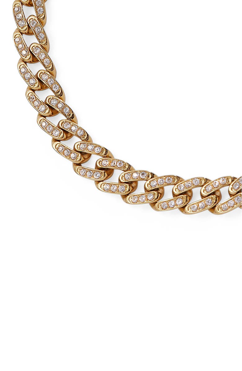 Alex and Ani Crystal Pave Curb Chain Bracelet, Alternate, color, Gold