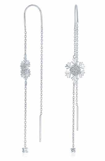 BLING JEWELRY Snowflake Threader Earrings