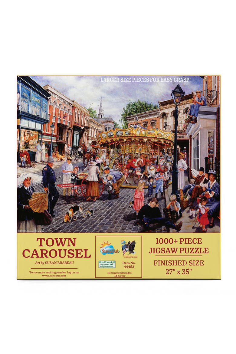 Town Carousel 1000 piece Jigsaw Puzzle for Adults Large Pieces, Alternate, color, Multicolor