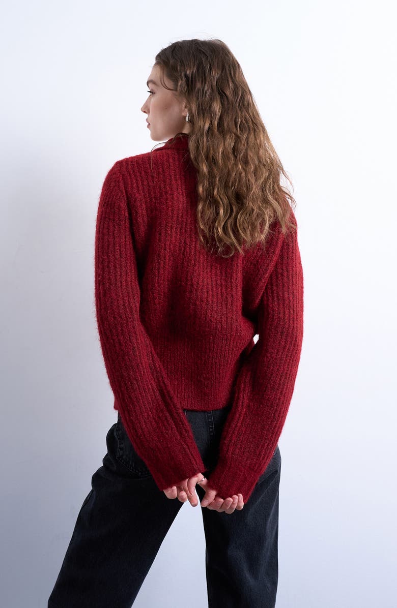 Topshop Spread Collar Zip, Alternate, color, Red