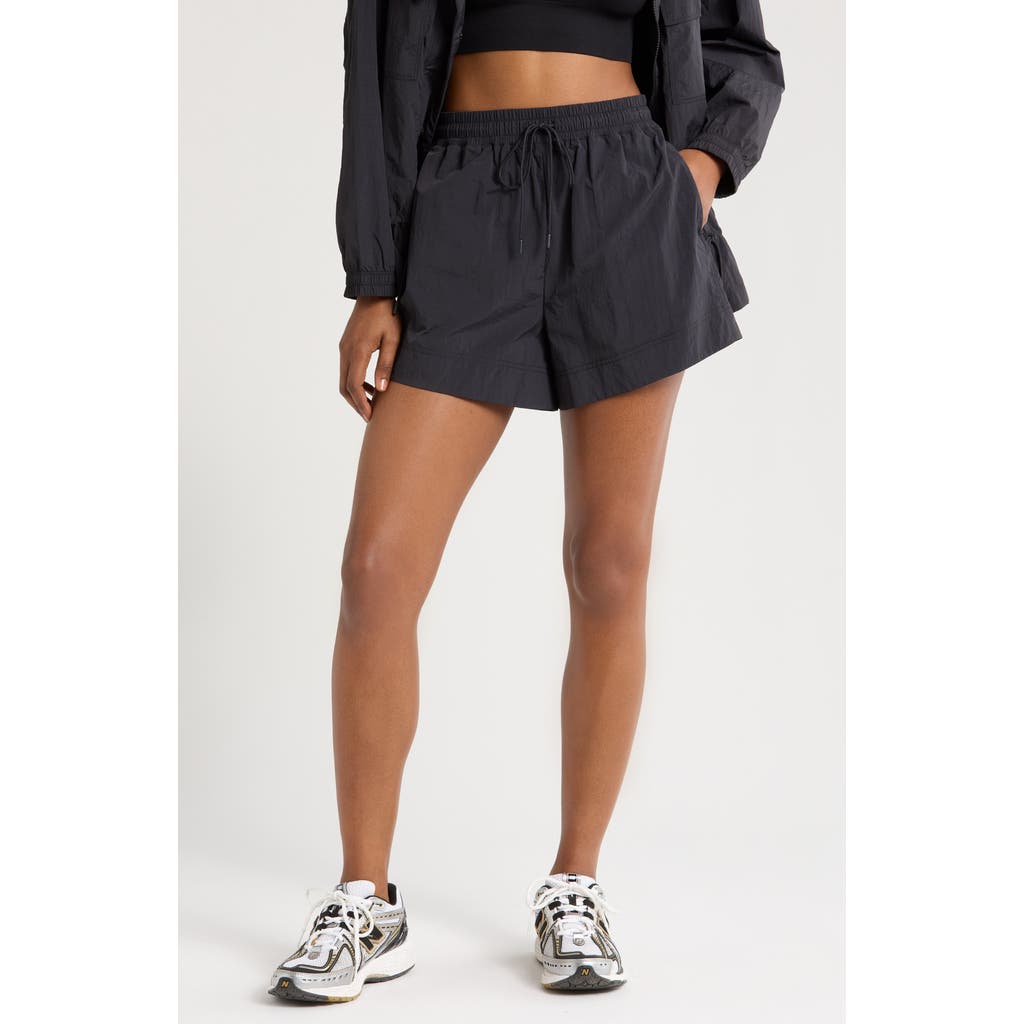 Zella Road Trip Crinkle Nylon Shorts In Black