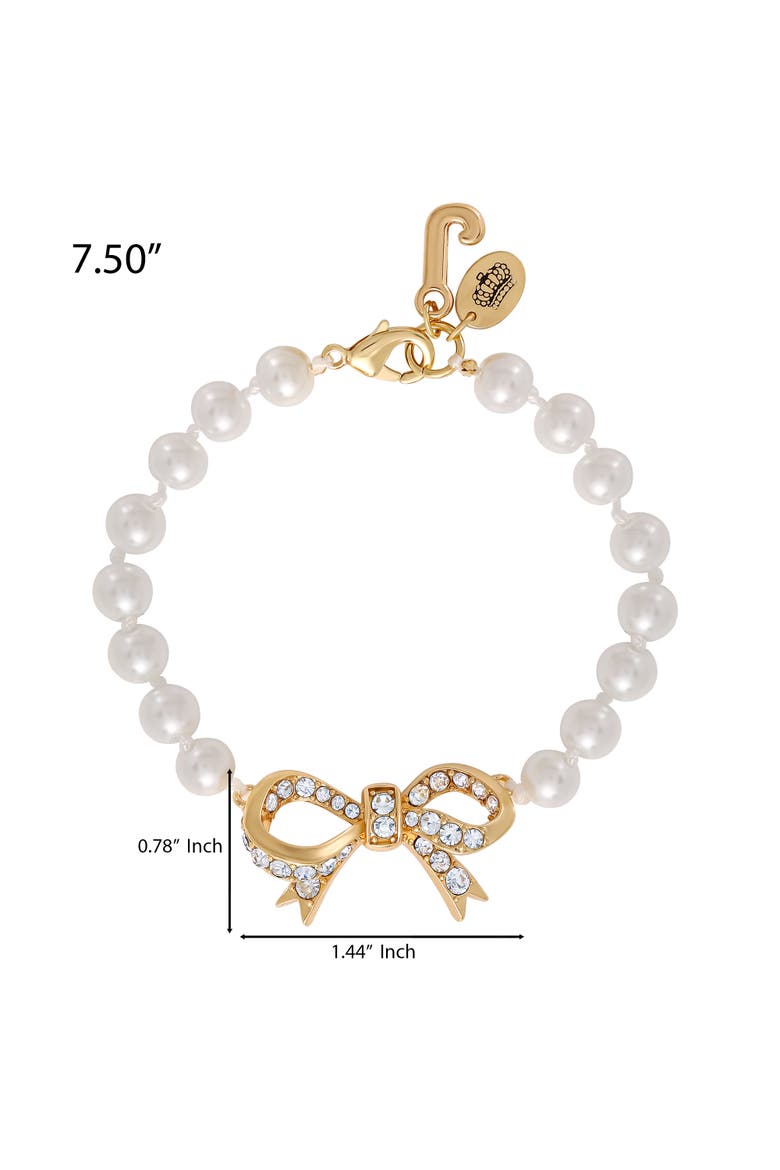 Pearl Bracelet with Pave Bow, Alternate, color, Gold Tone