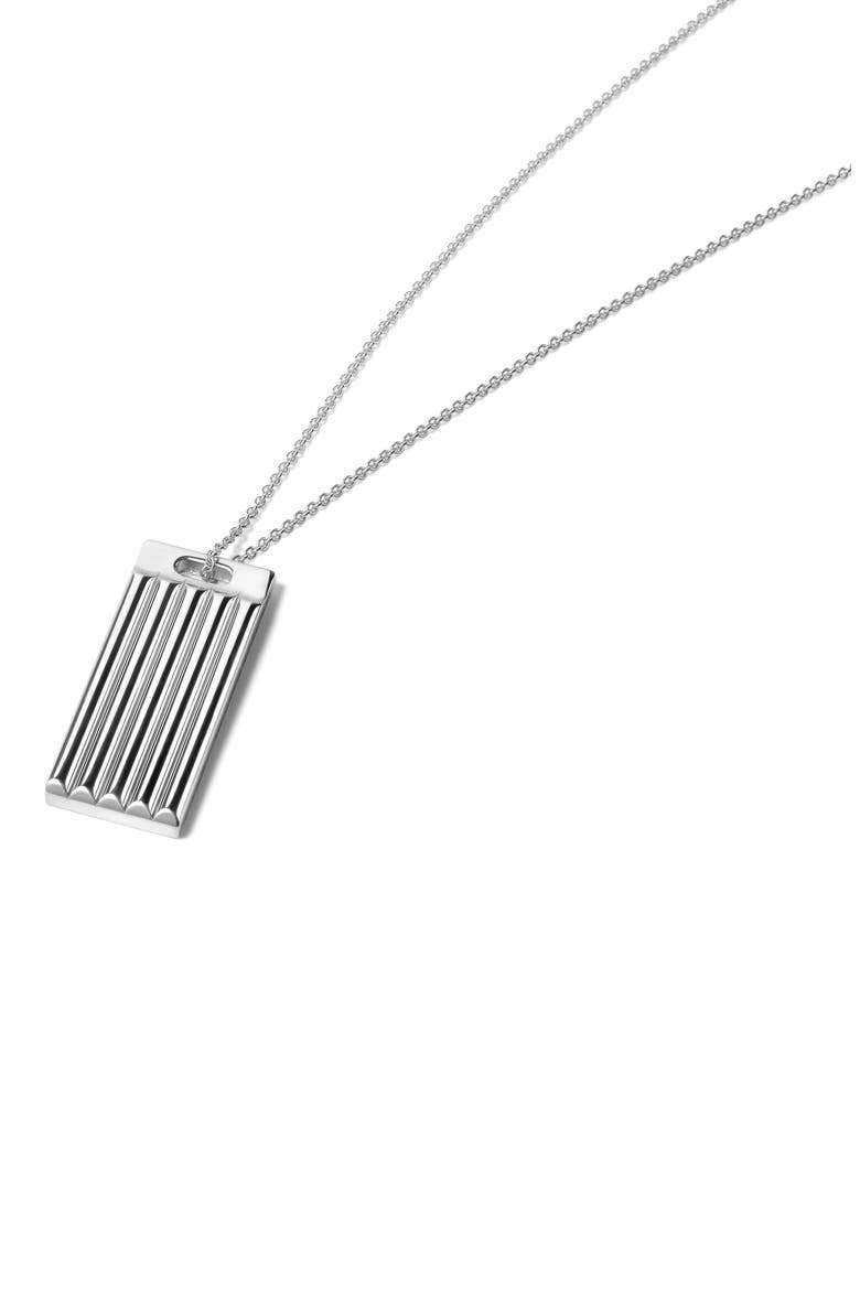 Godron Dog Tag Pendant Necklace, Alternate, color, SILVER