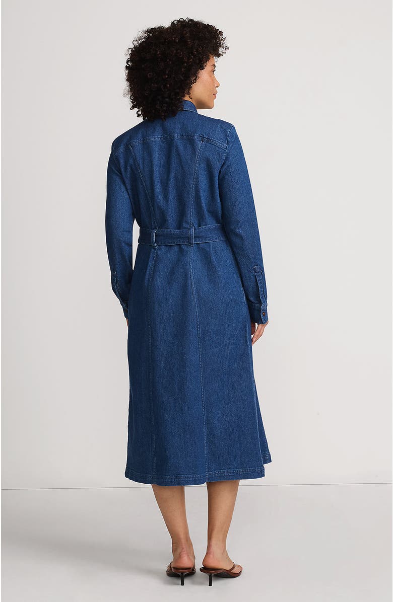 Lands' End Women's Soft Denim Midi Shirt Dress, Alternate, color, Valletta Blue Wash